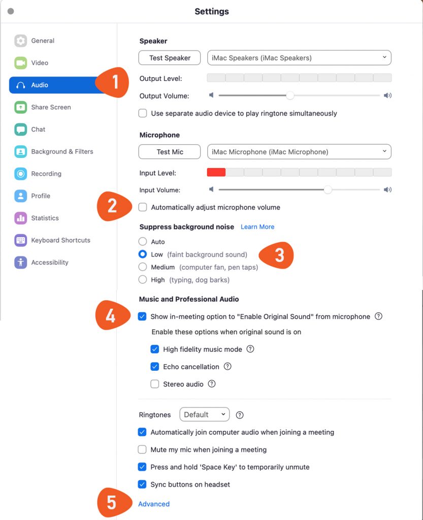 music and pro audio zoom dialogue box